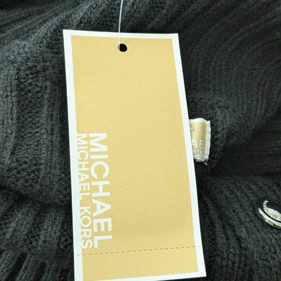 MICHAEL Michael Kors Women's Wide-Rib Button Turtleneck Poncho Black NWT - Picture 11 of 14
